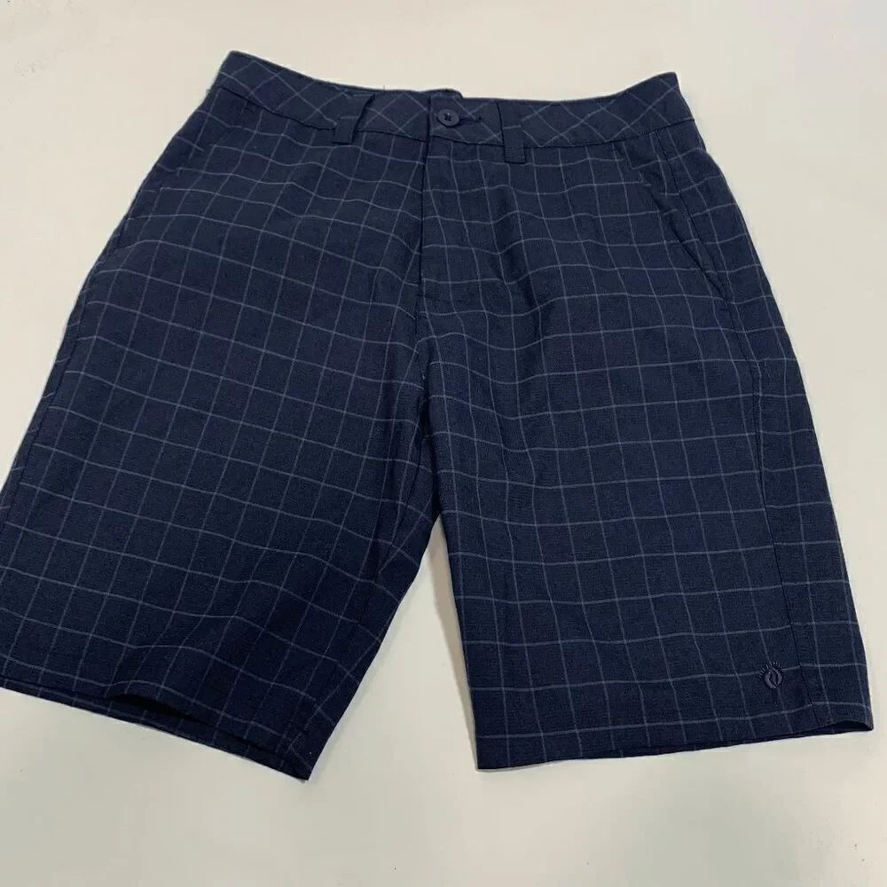 Hang Ten Mens Shorts Plaid Navy Blue Size 30